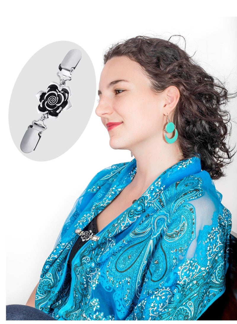 موردلي 4 قطع من مشابك شال سترة عتيقة ومشابك ياقة كارديجان ريترو ومشابك بروش قميص رسمي للنساء - Image 2